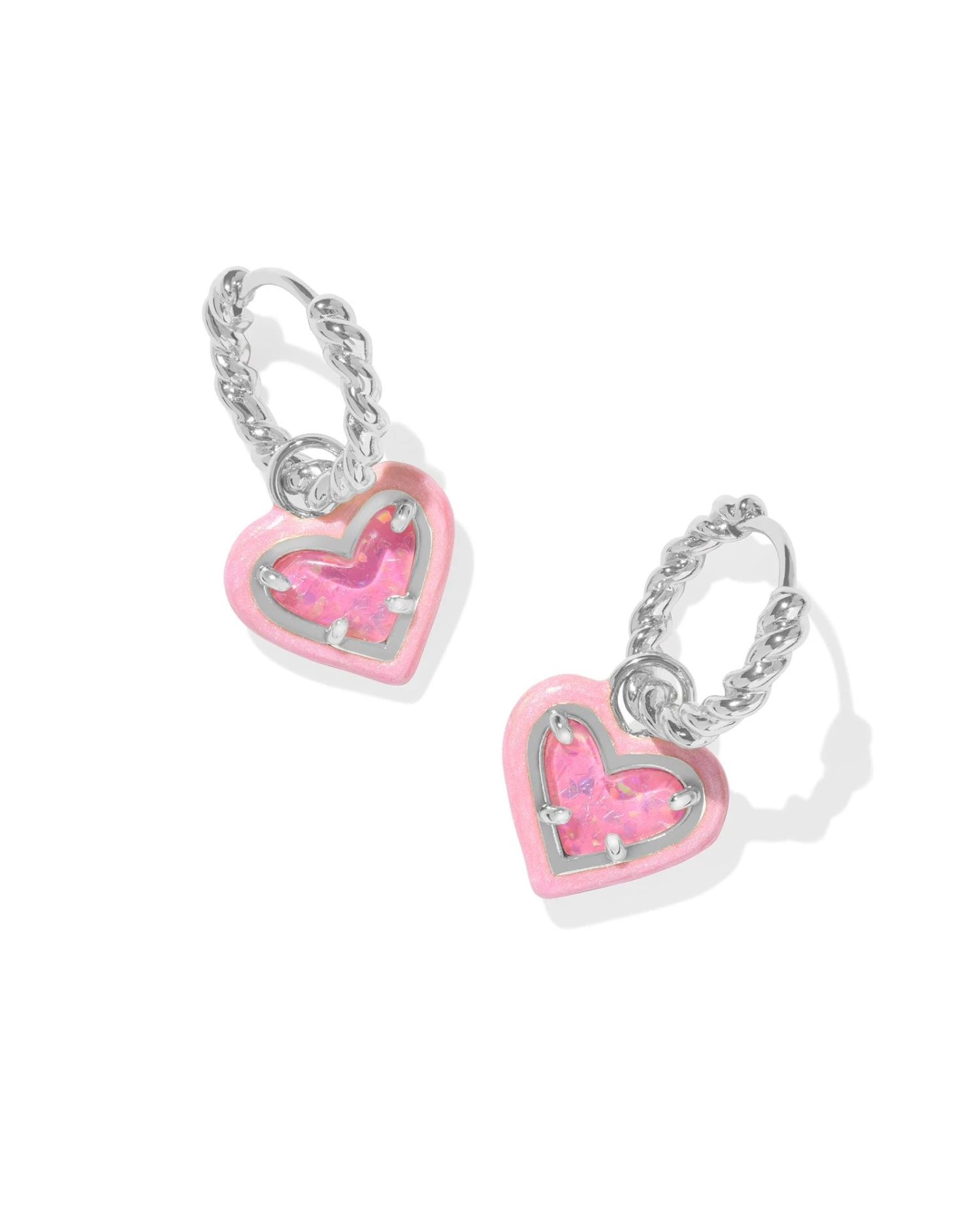 Ari Heart Enamel Frame Huggie Earrings 3 Ari Heart Enamel Frame Huggie Earrings - Image 3