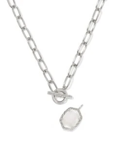 Daphne Link And Chain Necklace -Occasionally Yours Gifts ks daphne link and chain necklace silver mop 3
