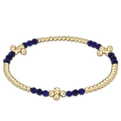 Signature Cross Gold Bliss Pattern 2.5mm Bead Bracelet - Lapis