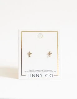 Screwback Stud - Clara Cross (Gold) -Occasionally Yours Gifts linnyco screwback stud clara cross gold 4 8421bb52 f3ed 49c7 a465 fbe0db221259