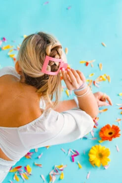 Medium Square Clip -Occasionally Yours Gifts teleties medium square clip calming coral 4