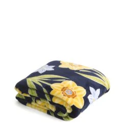 Vera Bradley Plush Throw Blanket -Occasionally Yours Gifts vb plush throw blanket daffodils subtle 1